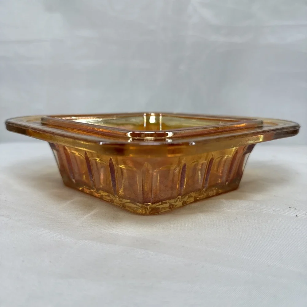 Marigold/Orange‎ Imperial Iridescent Glass Diamond Shape Dish